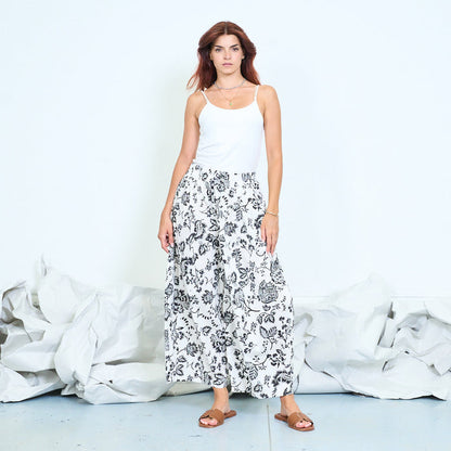 Floral print wide-leg trousers with elasticated waist wholesale