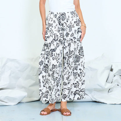 Floral print wide-leg trousers with elasticated waist wholesale