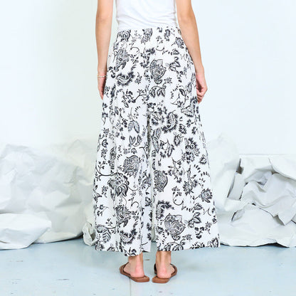 Floral print wide-leg trousers with elasticated waist wholesale