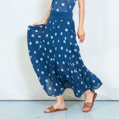 Flowy polka dot maxi skirt wholesale