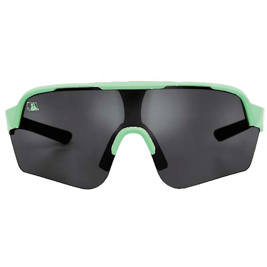 Franklin MLB Pro Sunglasses (24012C) by Franklin, featuring large single-piece dark lenses and a Mint Chip frame, provide stylish UV protection. Shown from the front on a white background.