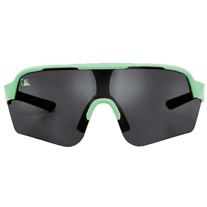 Franklin MLB Pro Sunglasses (24012C) by Franklin, featuring large single-piece dark lenses and a Mint Chip frame, provide stylish UV protection. Shown from the front on a white background.