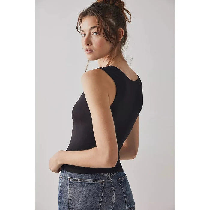 Free People Clean Lines Muscle Cami in Black