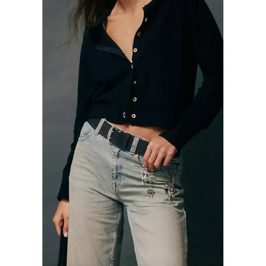 Free People Double Cross Belt in Black