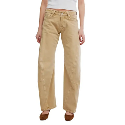 Free People Fable Twisted Seam Jeans in Oat Latte