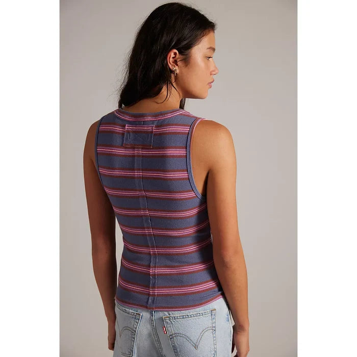 Free People Jamie Henley Striped Tank Top in Navy Combo