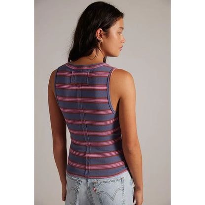 Free People Jamie Henley Striped Tank Top in Navy Combo