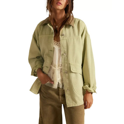 Free People Lemon Denim Jacket in Washed Sage