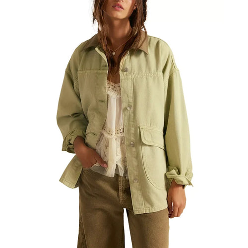 Free People Lemon Denim Jacket in Washed Sage