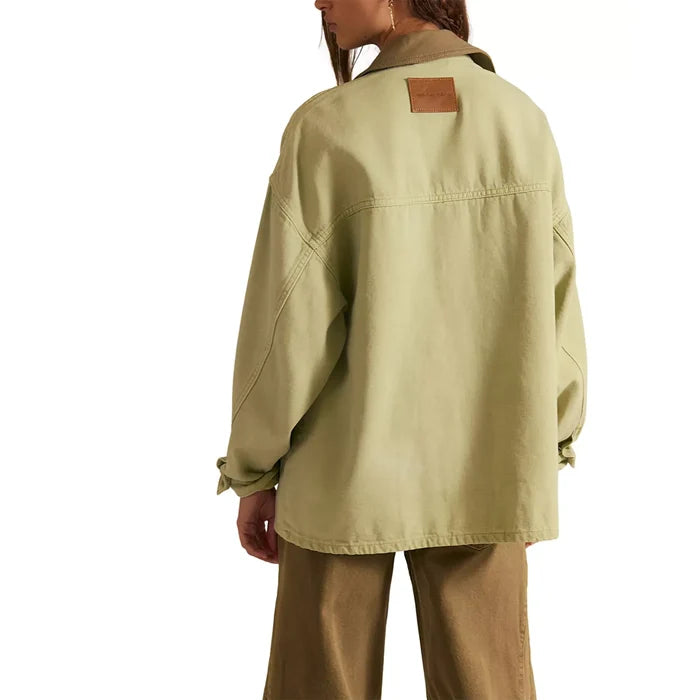 Free People Lemon Denim Jacket in Washed Sage