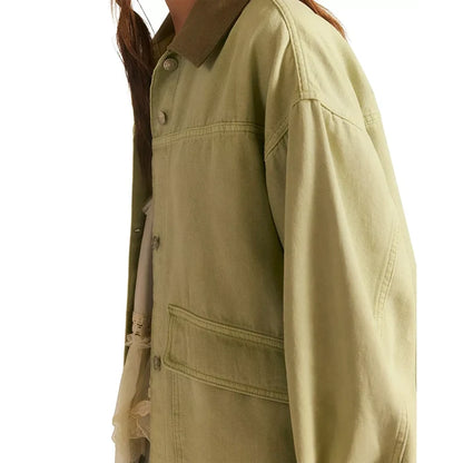 Free People Lemon Denim Jacket in Washed Sage