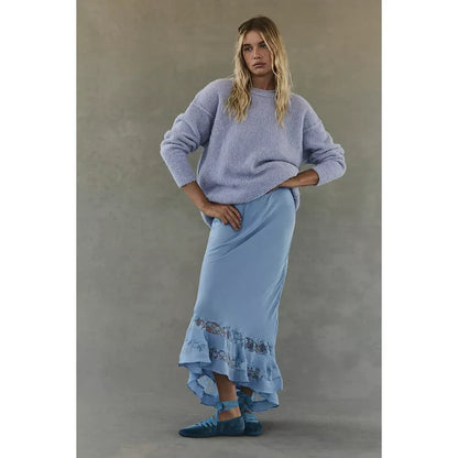 Free People Long Lost Lover Maxi Slip Skirt in Cashmere Blue