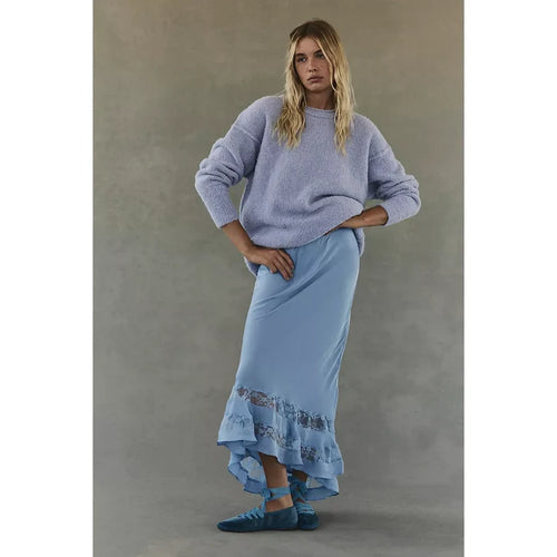Free People Long Lost Lover Maxi Slip Skirt in Cashmere Blue