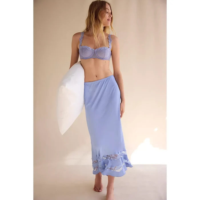 Free People Long Lost Lover Maxi Slip Skirt in Cashmere Blue