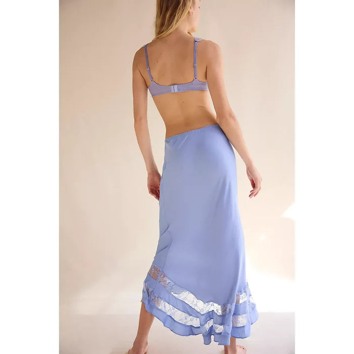 Free People Long Lost Lover Maxi Slip Skirt in Cashmere Blue