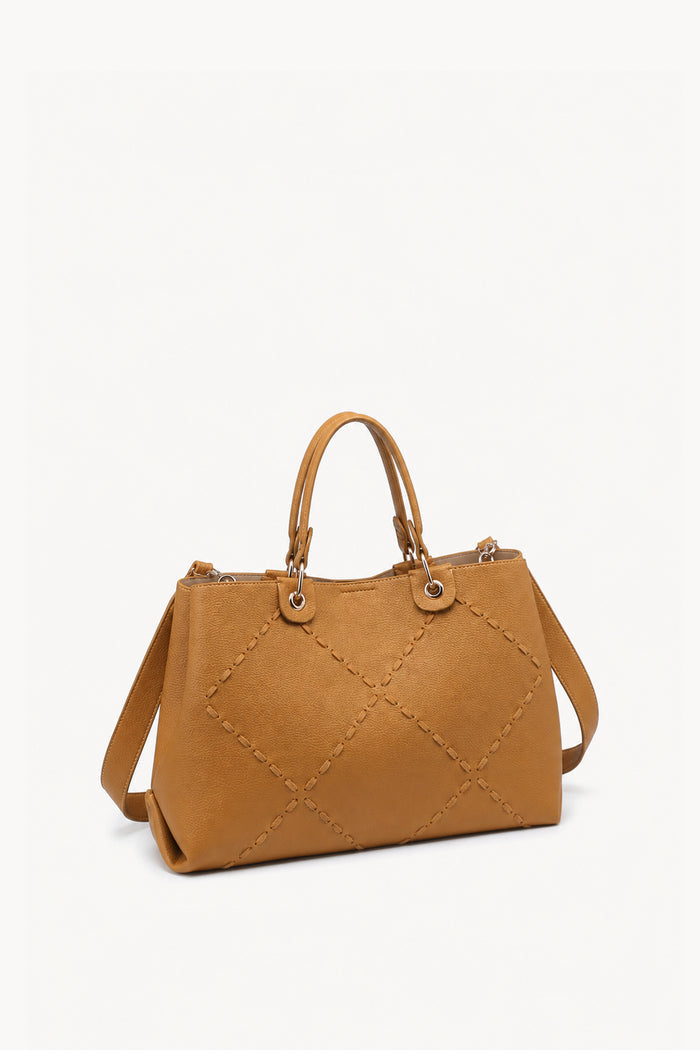 Geometric stitch tote bag wholesale