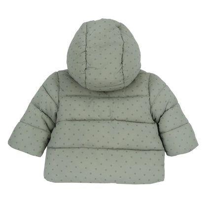 Girls Light Green Embellished Hooded Jacket