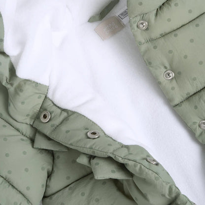Girls Light Green Embellished Hooded Jacket