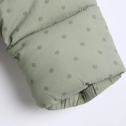 Girls Light Green Embellished Hooded Jacket