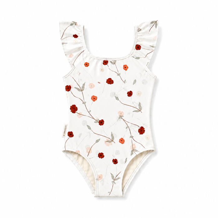 Girls Swimsuit - UPF 50+ Ruffle One-Piece - Lalliana Coconut