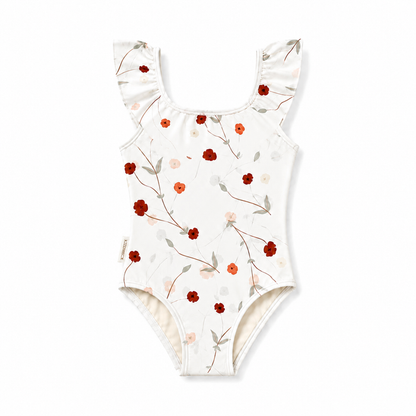 Girls Swimsuit - UPF 50+ Ruffle One-Piece - Lalliana Coconut