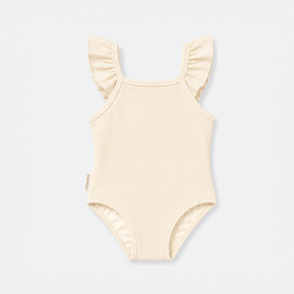 Girls UPF50+ Ruffle Swimsuit  – Almond