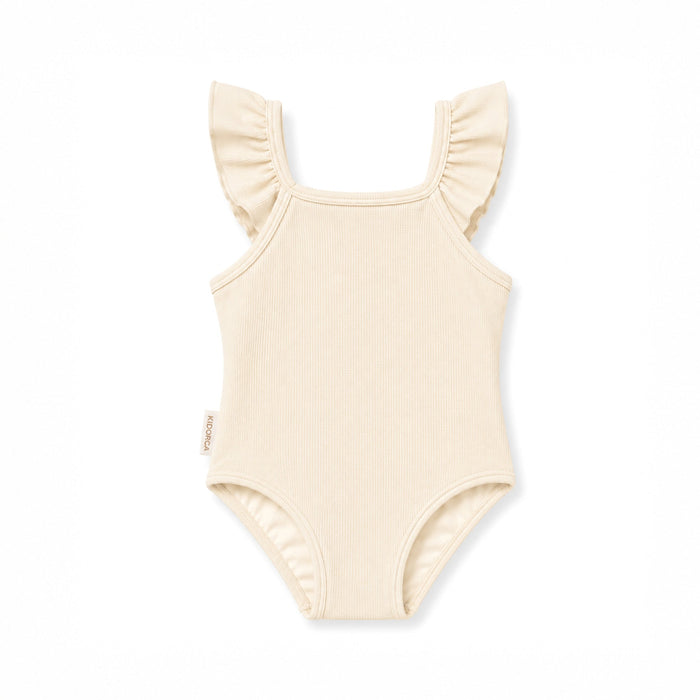Girls UPF50+ Ruffle Swimsuit  – Almond