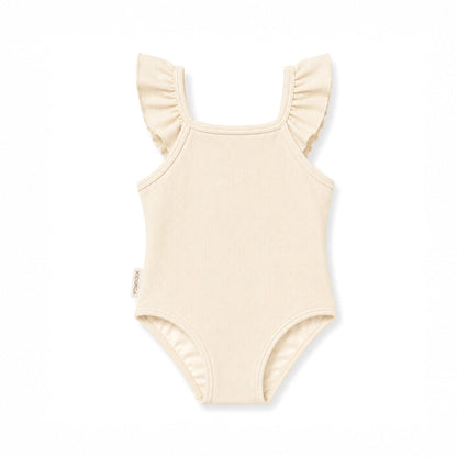 Girls UPF50+ Ruffle Swimsuit  – Almond