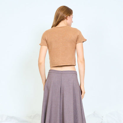 Gold-button short sleeve knit top wholesale