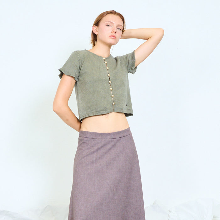 Gold-button short sleeve knit top wholesale
