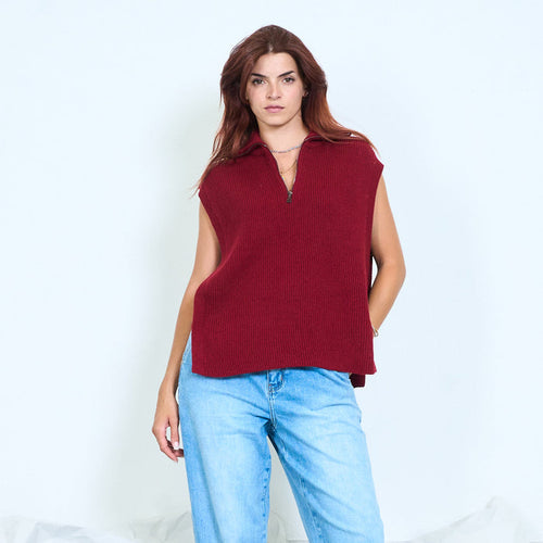 Half zip knit poncho vest wholesale