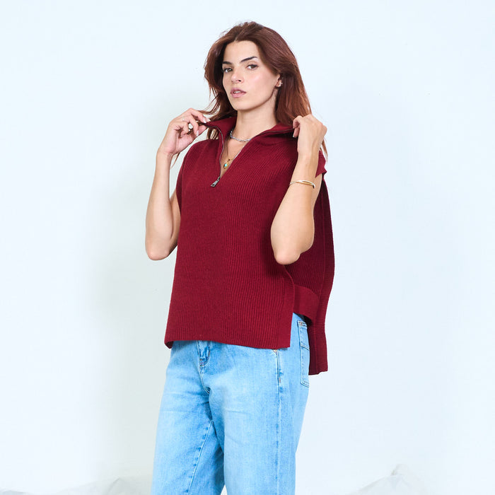 Half zip knit poncho vest wholesale