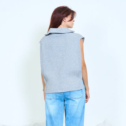 Half zip knit poncho vest wholesale