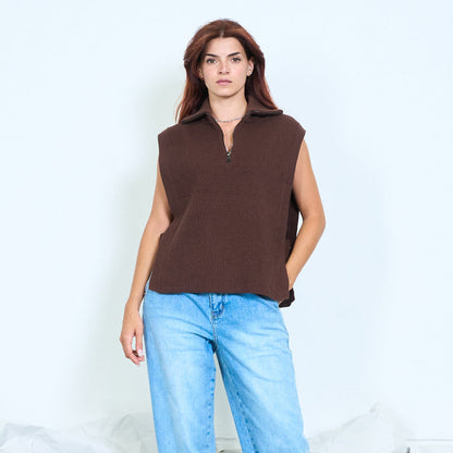 Half zip knit poncho vest wholesale