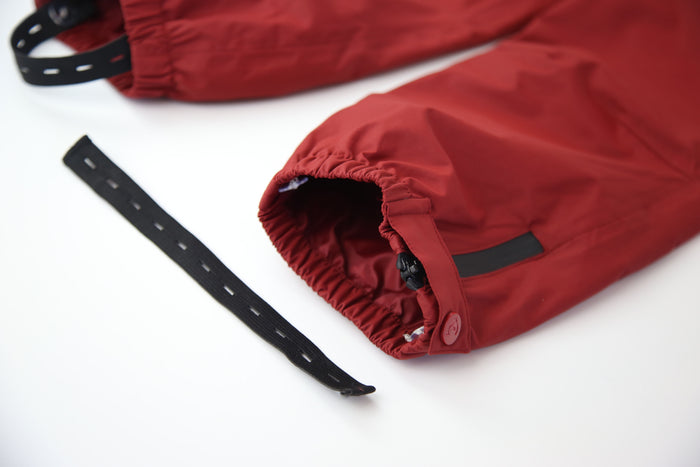 Ankle cuff detail – merlot waterproof rain pants