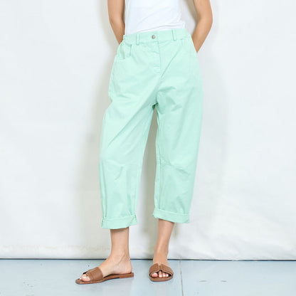 High-waisted cotton balloon trousers with rolled cuffs wholesale