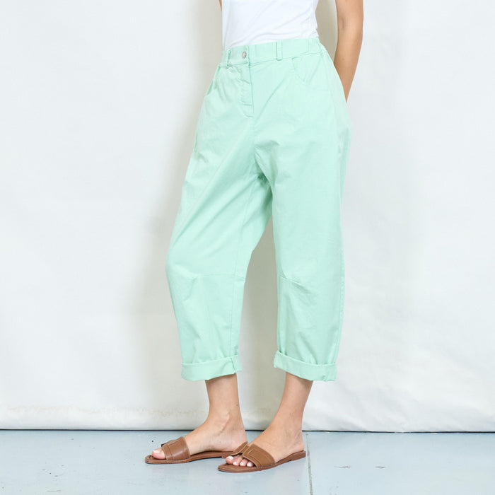 High-waisted cotton balloon trousers with rolled cuffs wholesale