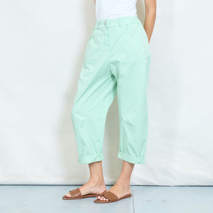 High-waisted cotton balloon trousers with rolled cuffs wholesale