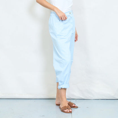 High-waisted cotton balloon trousers with rolled cuffs wholesale