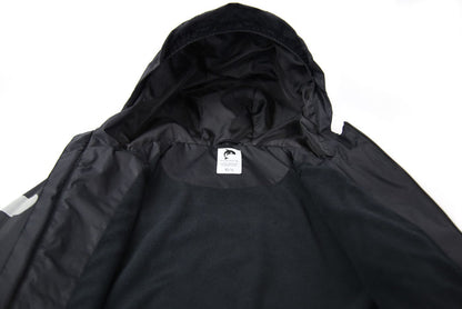 Close-up of insulated lining – black waterproof rain jacket