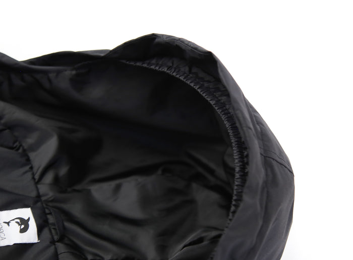 Kids black insulated waterproof rain jacket – front view