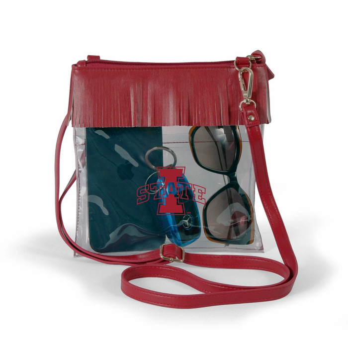 Iowa State Bag Red/Clear Fringe Crossbody