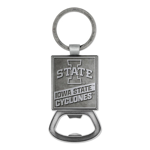 Iowa State Bottle Opener Keychain Pewter