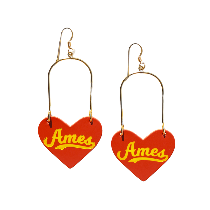 Iowa State Cardinal Ames Earrings Nickel & Suede