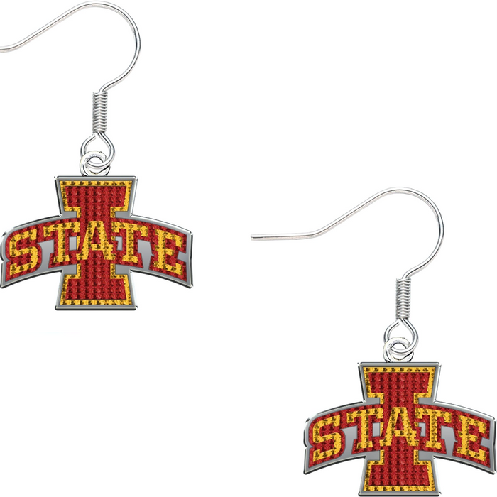 Iowa State Cyclones Bedazzled Red/Gold Logo Earrings