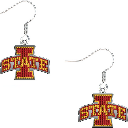 Iowa State Cyclones Bedazzled Red/Gold Logo Earrings