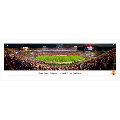 Iowa State Cyclones Football Panoramic Picture - Jack Trice Stadium Fan Cave Decor Unframed Night