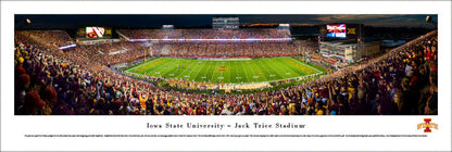 Iowa State Cyclones Football Panoramic Picture - Jack Trice Stadium Fan Cave Decor Unframed Night