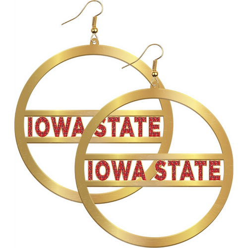 Iowa State Cyclones Gold/Red Hoop Earrings