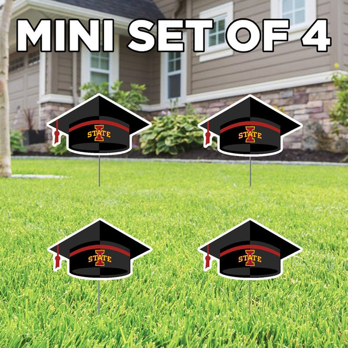 Iowa State Cyclones Graduation Cap 4-Pack of Mini Lawn Signs